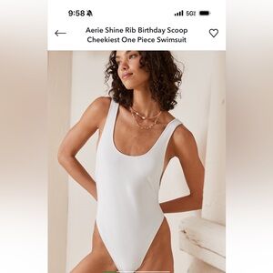 Aerie Ribbed Shine High Cut One Piece Swimsuit